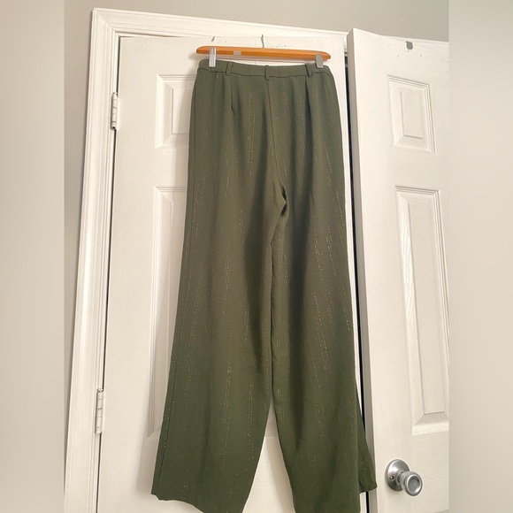 ADRIENNE VITTADINI Green Gold Lines Wide Leg Pants - Picture 8 of 8
